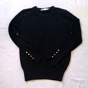 🎁$4.99SHIPPING Zara🖤Black long sleeve top+buttons on sleeve